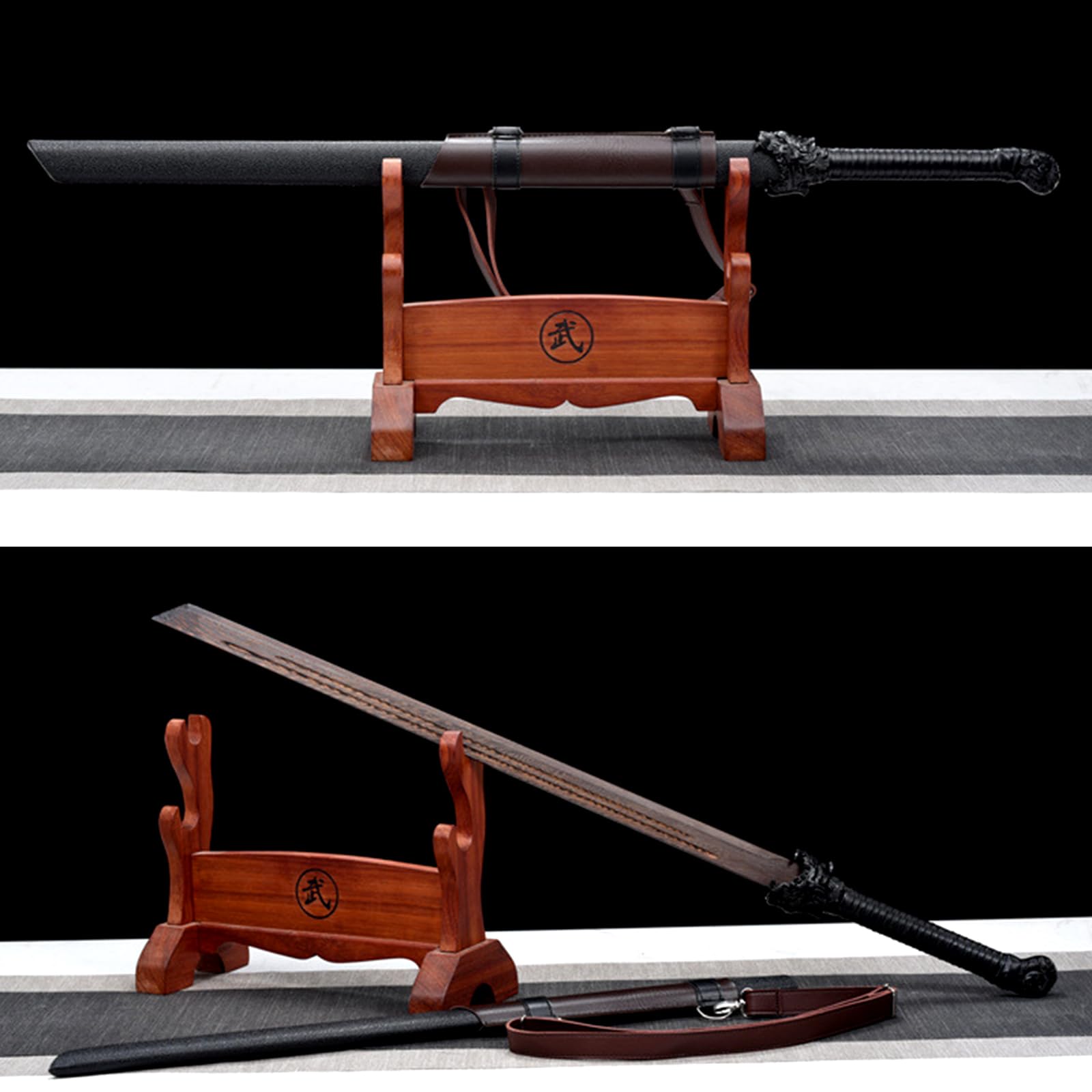 Espadas Rectas Hechas a Mano de 107 cm,Espada samurái de Palisandro Natural,Espada de Entrenamiento Katana de Madera para Regalos,exhibiciones,Cosplay,Artes Marciales,decoración