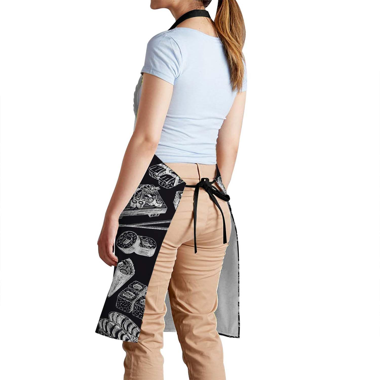 Smooffly Sushi Bar Menu Apron Adjustable Apron Cooking Kitchen Chef Women Men Aprons for Home Kitchen Restaurant - Image 3