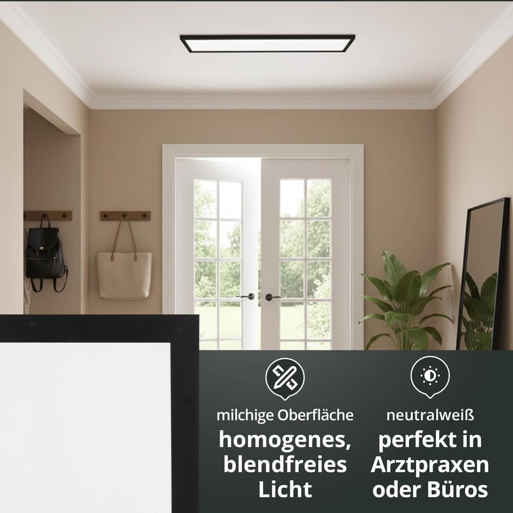 Backlit LED Panel 2in1 Aufbau-/Einbau-Deckenleuchte schwarz 120x30cm 40W neutralweiß 4000K 4000lm IP20 L1195xB295xH38mm