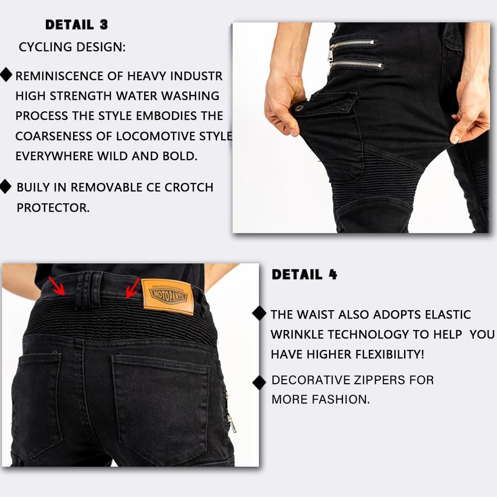 LOMENG Motorcycle Riding Pants Motorbike Motocross Cycling Jeans Safety CE Knee Hip Removable Armored All Seasons for Men - Image 5