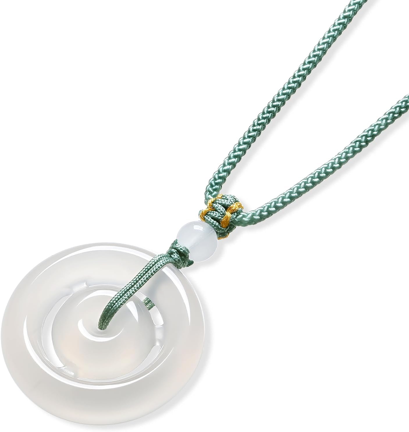 White Chalcedony Pendant Necklace Healing Natural Gemstone Blessing Peace Buckle Pendants Braided Necklaces Dainty Jewelry for Women Mom Friend Lover Birthday 25.6-29.5"(65-75cm) J0414176 - Image 6