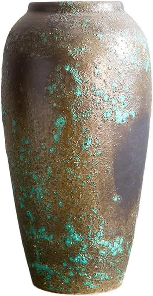asdchZen Grain Dispenser With Ceramic,Rice Container, Ceramic Ginger Jarceramic Vase Retro Dry Flower Vase,W17xh35cm
