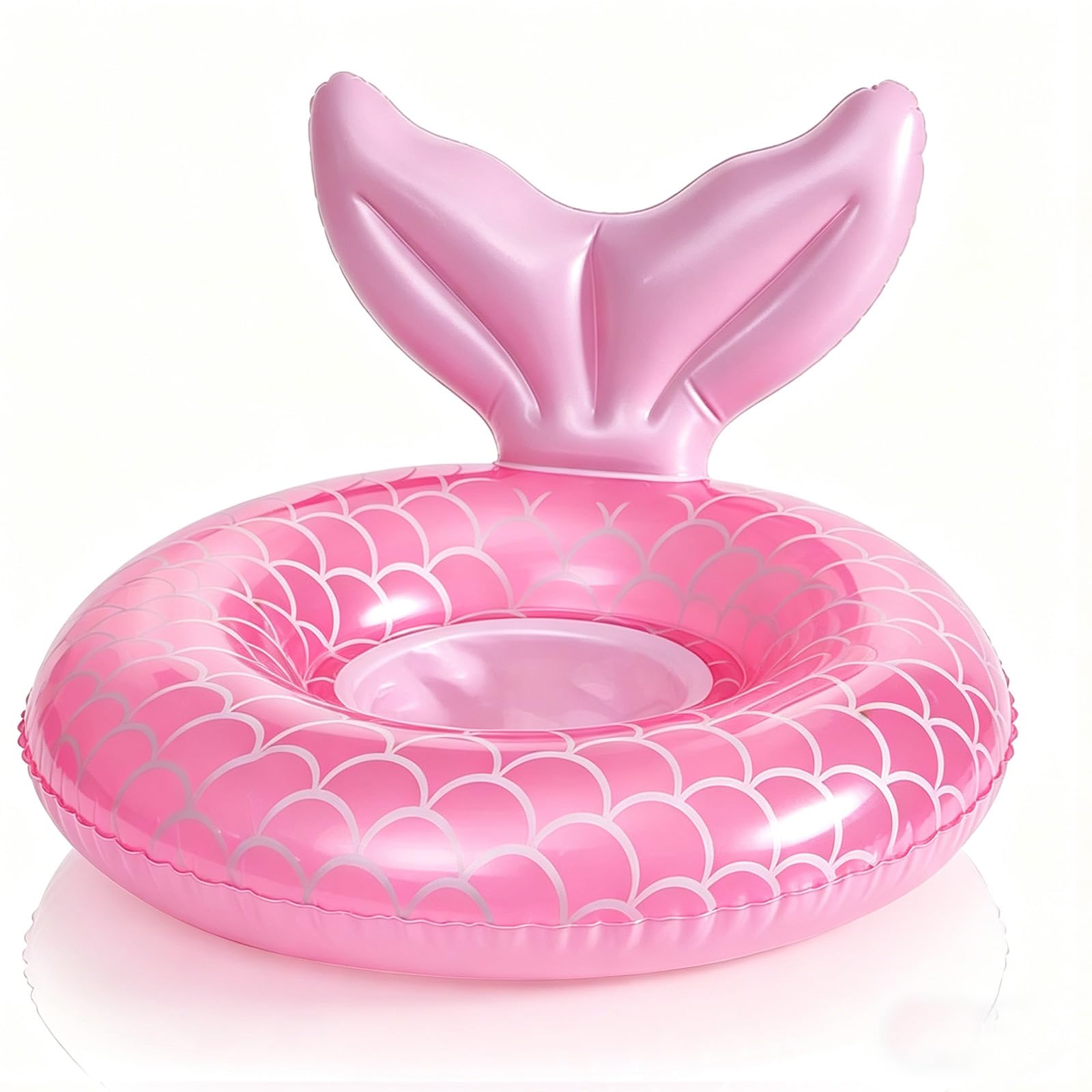 Pink Mermaid Baby Swimming Float Inflatable Baby Pool Float With Canopy Seat and Handle for Baby Girls 6-36 Months,Baby Swimming Ring Kids Rubber Ring Pool Float for Toddlers Infant Girls 1-3 Years