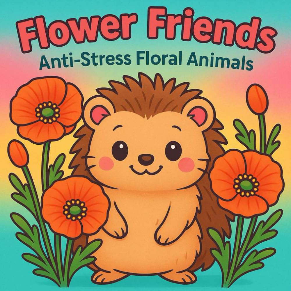 Flower Friends: Anti-Stress Floral Animals Coloring Book 7*7 (Paws & Dreams)