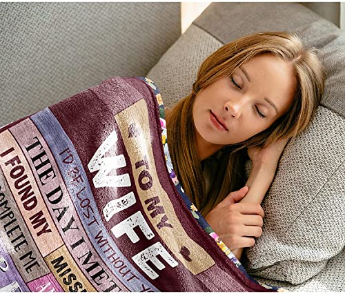 Anniversary Birthday Gift For Her Wife Gifts From Husband Romantic I Love You Weeding Gift For Women To My Wife Super Soft Flannel Throw Blankets For Valentines Mothers Daychristmas #TOP2