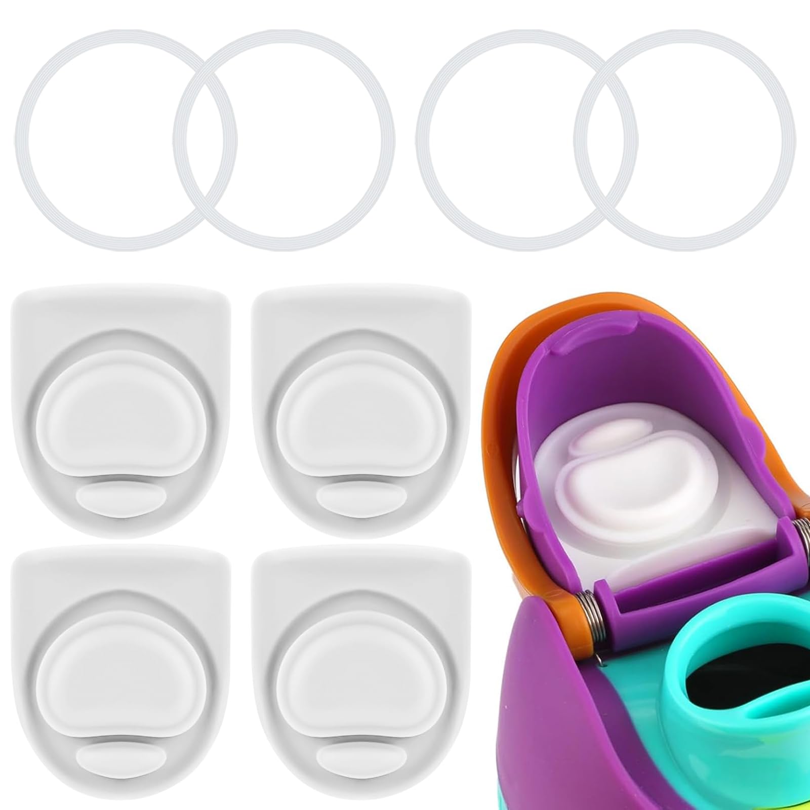 BMSQOFD 4 Sets Replacement Rubber Stopper and O Ring Gasket Compatible with Owala FreeSip 24oz 32oz,Water Bottle Lid Insert Cap Seal Parts for Owala 16/19/24/32/40oz Mouthpiece Accessories QB-2