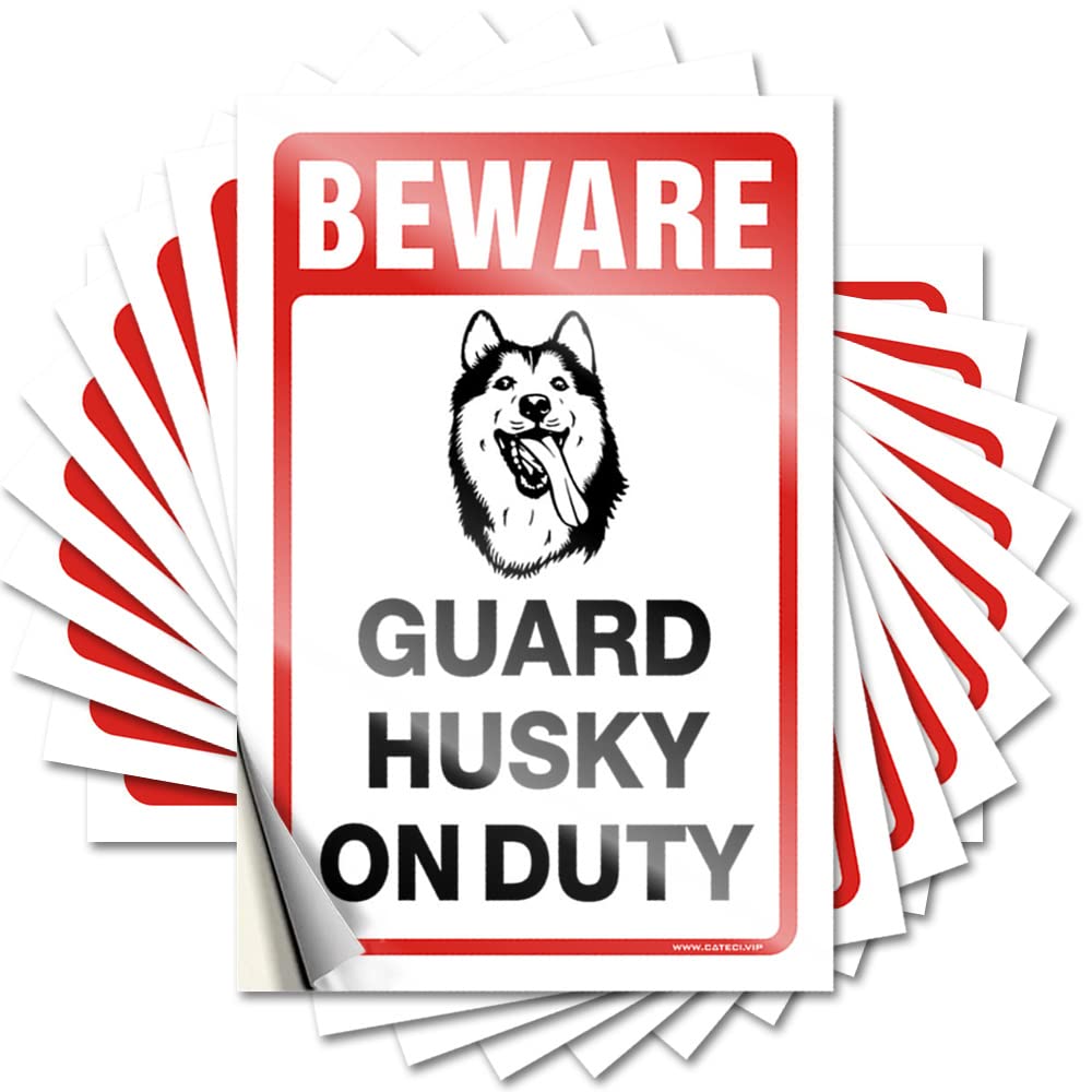 Fzfn Men's Colour Decal Summer | Good Garage Beware! Guard Husky On Duty For Teens(6X9cm)