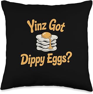 Yinz Got Dippy Eggs Pittsburgh Funny Yinzer Breakfast Food Throw Pillow