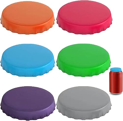QianFenShi Tappi per Lattine in 6 Colorazioni, Tappi per Lattine e Bibite, Coperchi in Silicone per Bevande, Coperchi per Lattine Birra Riutilizzabili, Compatibile con la Maggior Parte delle Lattine
