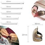 25 Aiguilles de couture des yeux de grande taille, 5 Tailles Broderie Aiguilles avec protecteur du doigt Épaisseur, Aiguille de piqûre faite à la main Aiguillettes de darning Aiguils de tricot de fil