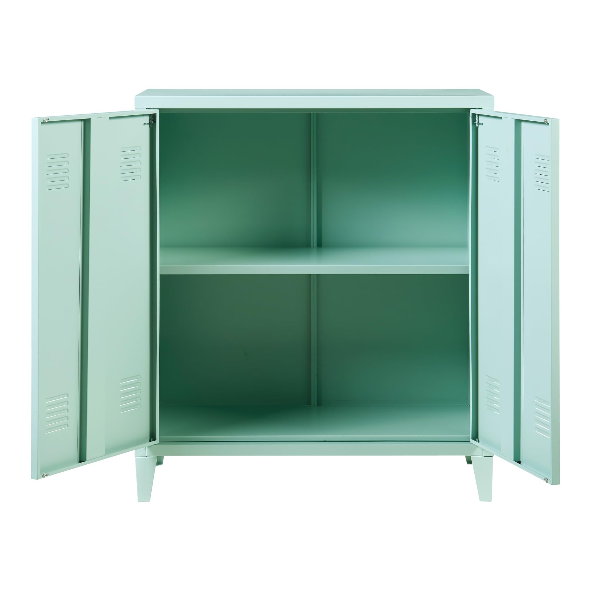 [en.casa] Casier de Bureau Métallique Armoire à 2 Portes Meuble de Rangement pour Bureau Atelier Chambre Acier Laminé à Froid 90 x 80 x 33 cm Vert Pastel Mat