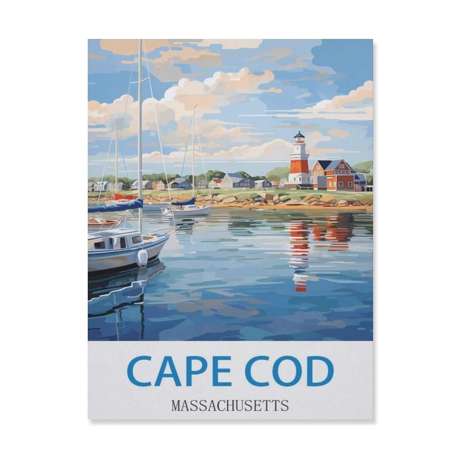 Tin Sign，Cape Cod Massachusetts，Retro Plaque Vintage Iron Painting Decor Funny Hanging Crafts for Office Bedroom Living Room Club(15x30cm）6x12 inch-EF21