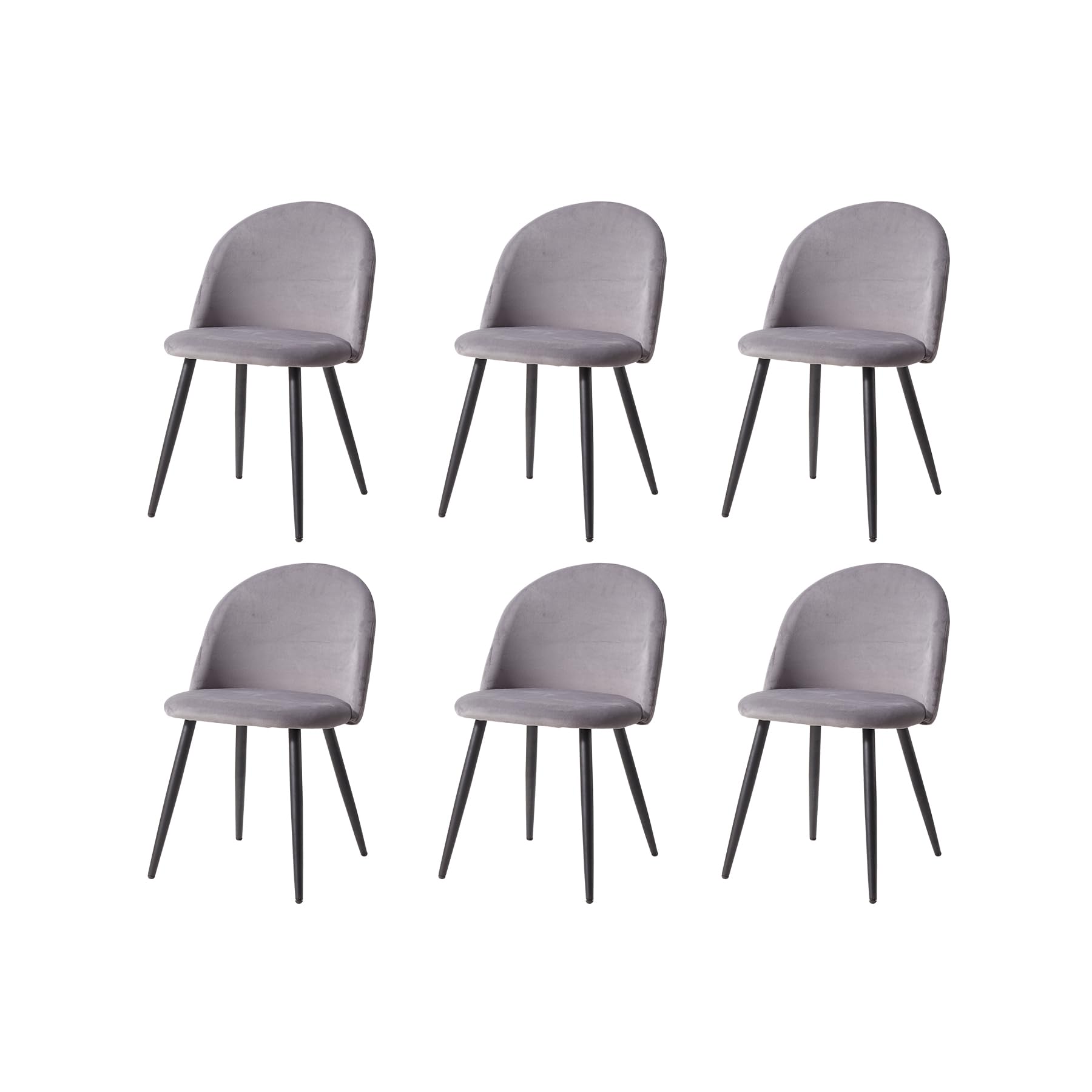 GrandCA HOME Juego de 6 Sillas de Comedor De Terciopelo, Sillas de Cocina con Cojín de Asiento de Terciopelo Suave, Sillas de Comedor Laterales Tapizadas para Sala de Estar, Gris