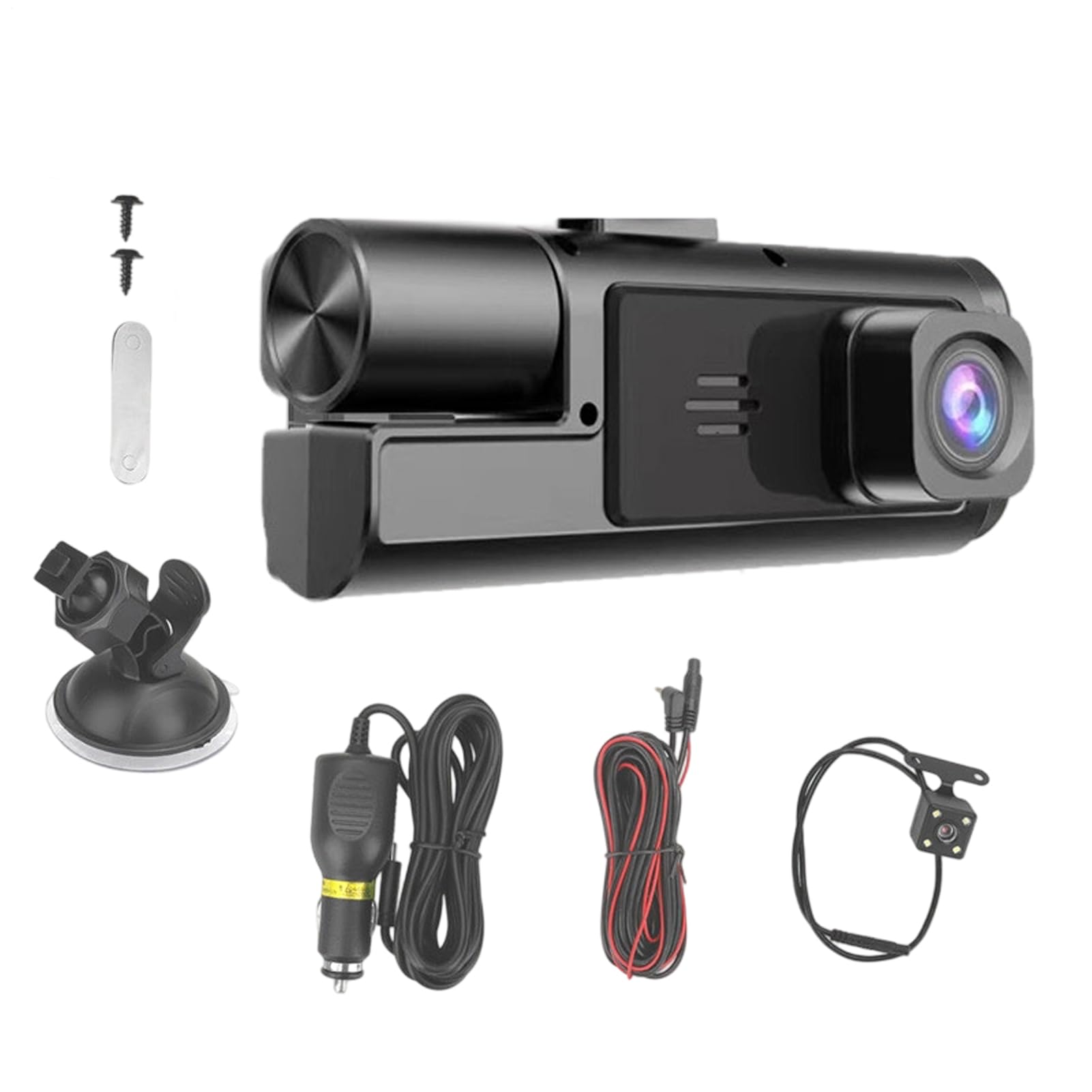 Cámara para Coche Delantera Y Trasera,De Grabación 3 Canales con Monitor Inteligente | Grabadora De Video 1080P con 3 Lentes Monitor Automático Y Accesorios Inteligentes para Viajes En Coche Camión Y