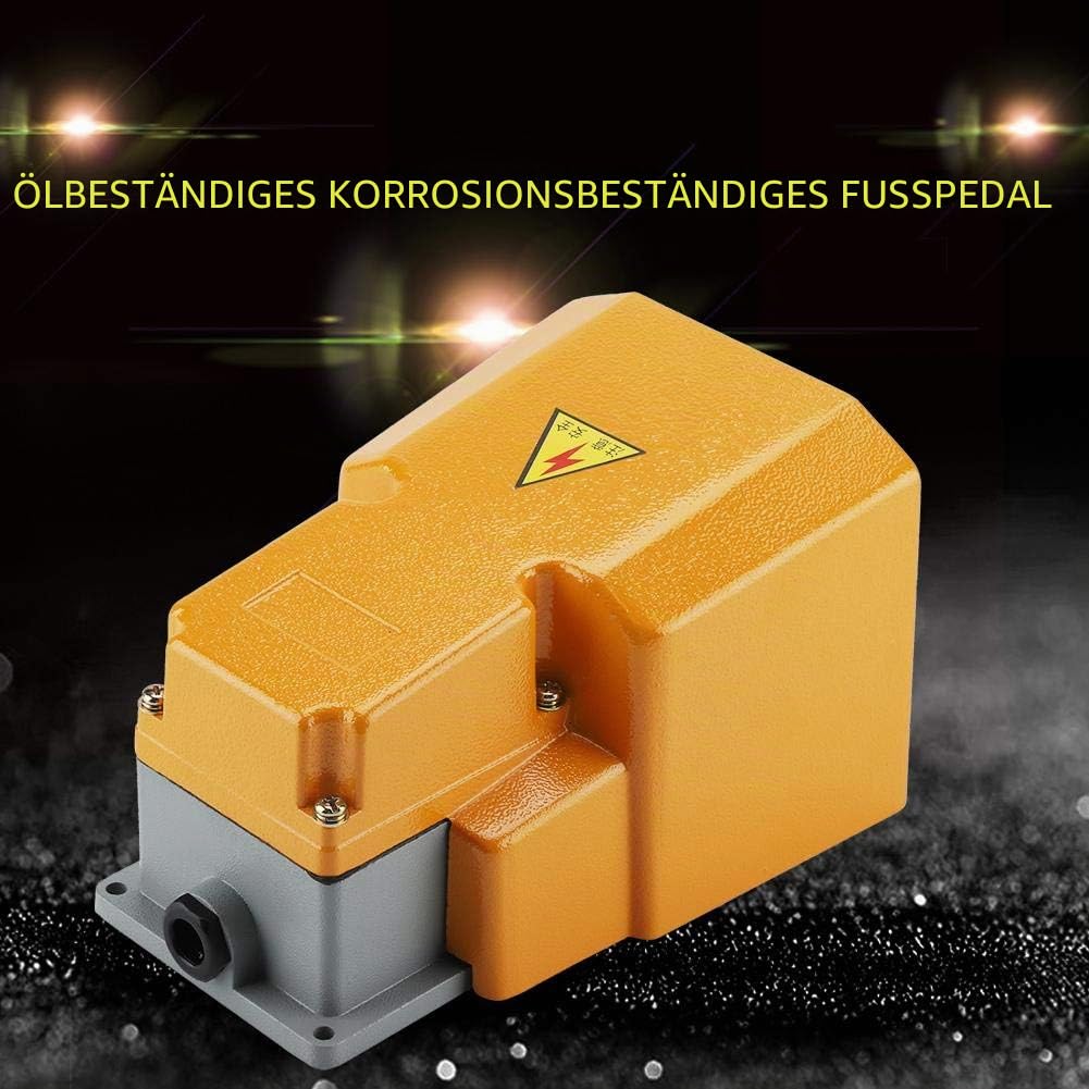 Aluminium Fußschalter, Industrielles Fußpedal Fußpedal Fußpedal Switch Foot Controller Pedal Schalter 250V 10A LT-6H Ein/Aus-Fußschalter mit Anti-Rutsch-Pad Eingebauter Mikroschalter