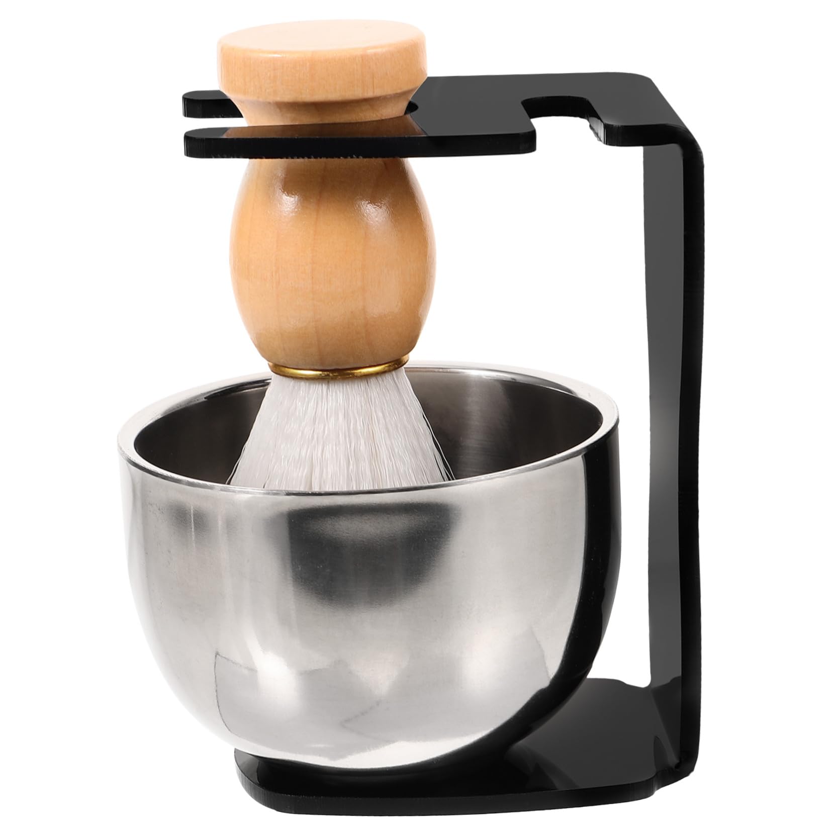 Baluue Stainless Steel Shaving Bowl Holder and Stand Shaver Organization Stand Brush and Shaving Cream Cup Men's Shaving Kit