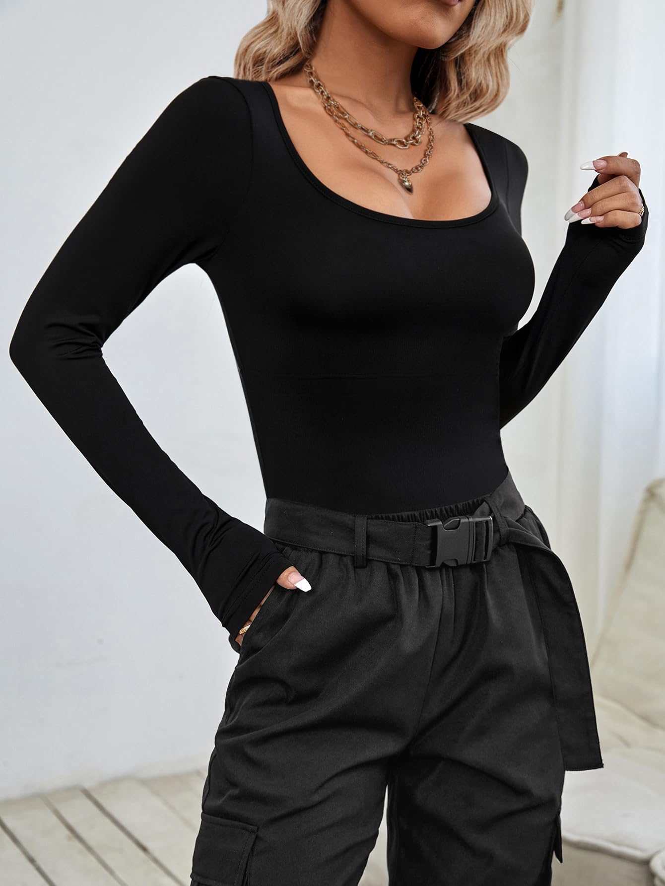 Ekouaer Maglietta Termica da Donna T-Shirt Girocollo a Maniche Lunghe, S-XXL