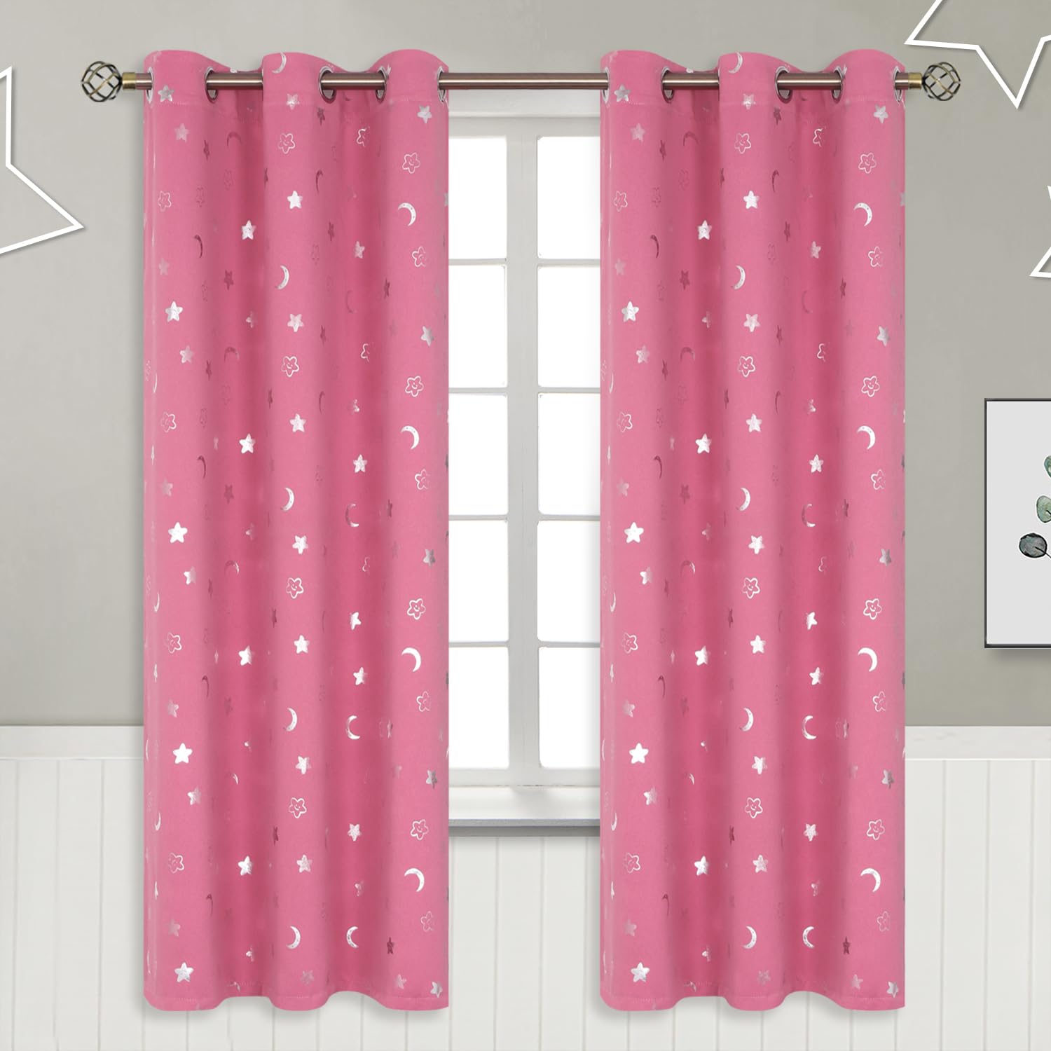 BGment Blackout Curtains for Kids Bedroom 72 Inch Long - Pink 2 Panels