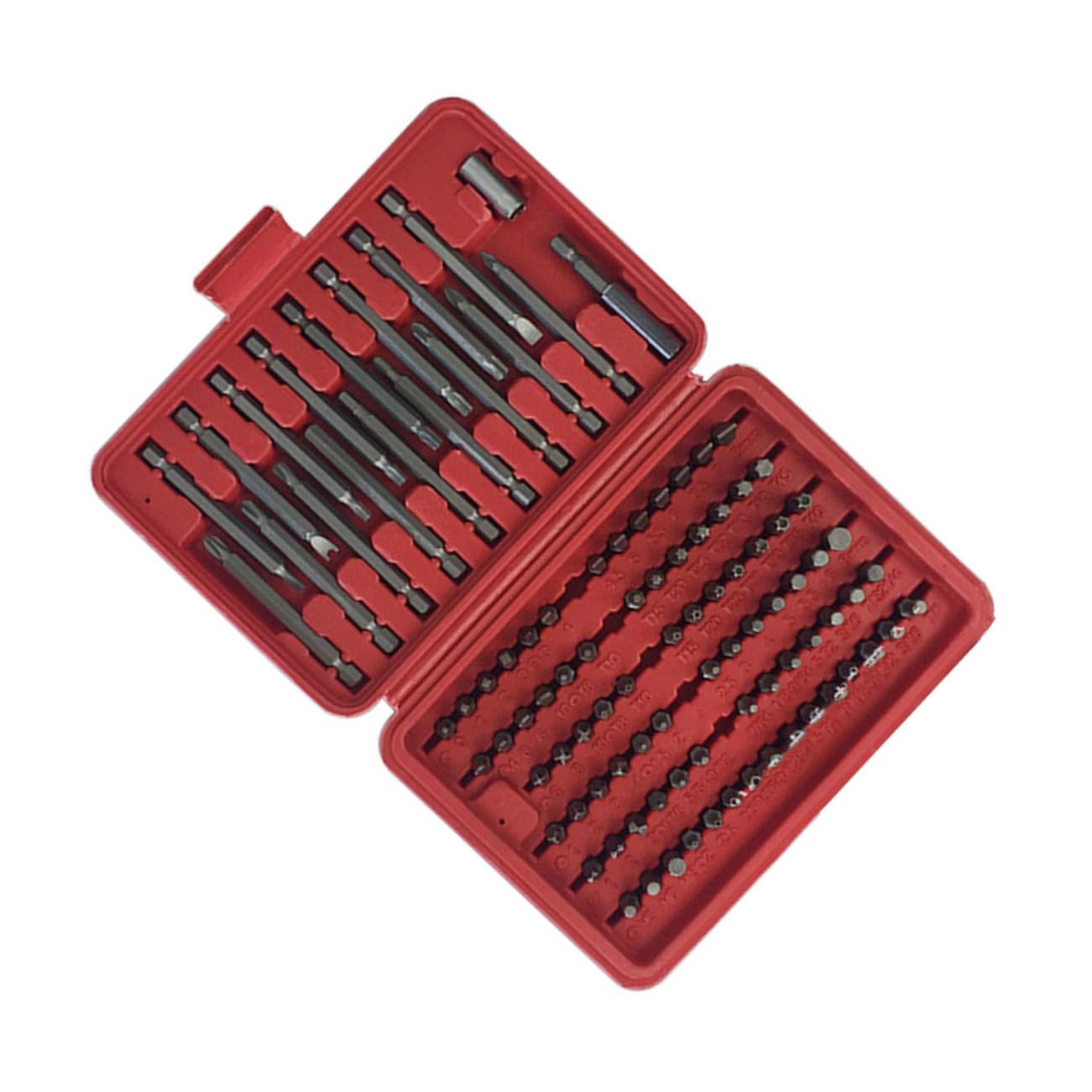 Ensemble D'embouts de Tournevis Boîte de Moulage sous Pression 98 Pièces en Métal Rouge, Haute Dureté, Multi-spécifications pour Réparation à Domicile