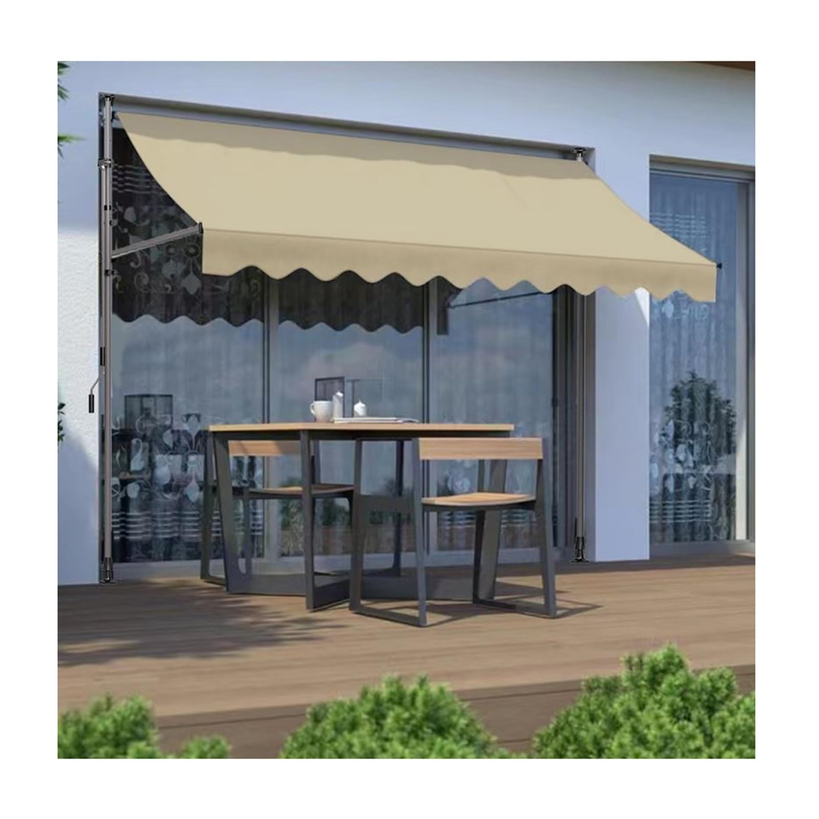 Voile d'ombrage imperméable beige rectangulaire pour rester au sec