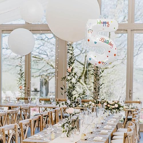 Miniatura 9 de BEISHIDA Globos digitales blancos grandes de 32 pulgadas del 0 al 9 (cero-nueve), globo de aluminio Mylar con el número 7 para decoración de fiesta