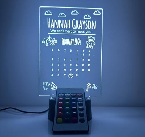 Lámpara LED personalizada para bebé con calendario de nacimiento