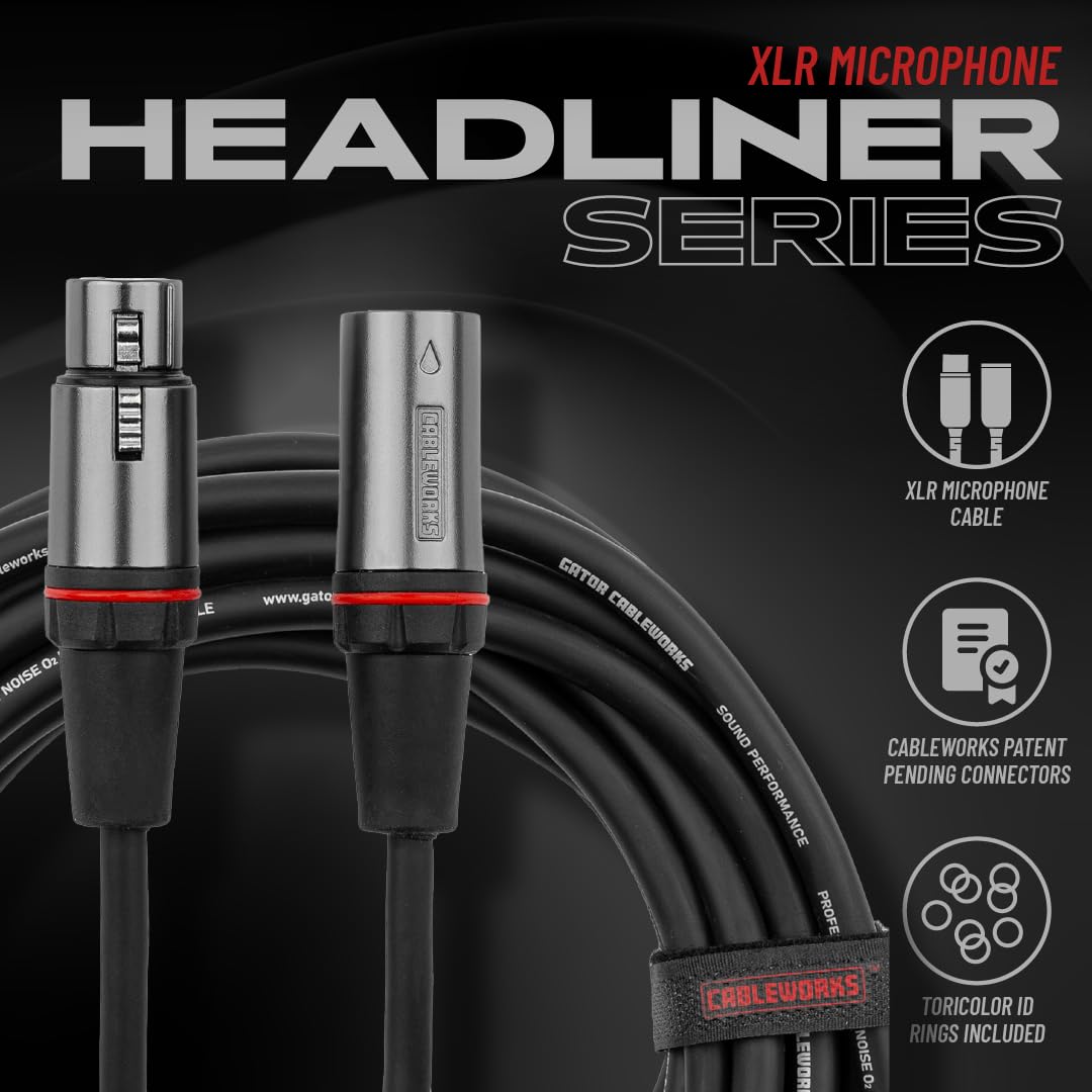 GATOR CABLEWORKS Cable de micrófono serie Headliner 9 m XLR (GCWH-XLR-30)