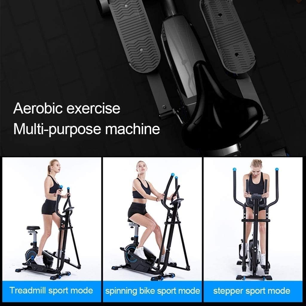 Magnetic Elliptical Machineith w/LCD Monitor Trainer Pulse Rate Grips Dual Trainer 2 in 1 Cardio Home Office Fitness Workout Machine