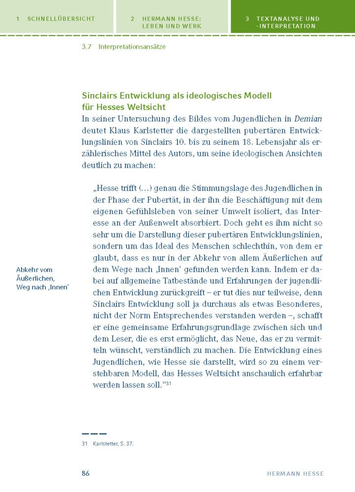 Demian von Hermann Hesse: Textanalyse und Interpretation mit ausführlicher Inhaltsangabe und Abituraufgaben mit Lösungen (Königs Erläuterungen und Materialien, Band 464)