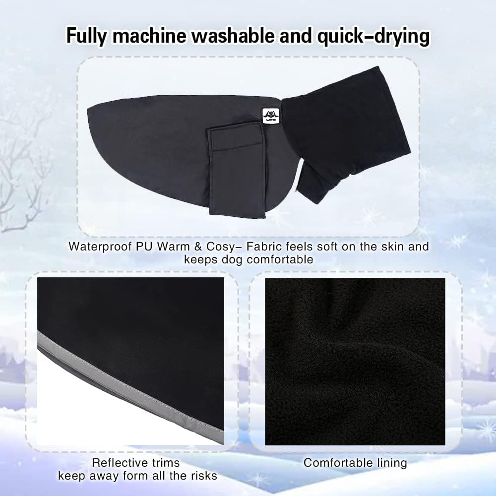 Manteau d'hiver chaud et imperméable pour teckel - Manteau de pluie pour chiens de petite taille (noir, L)