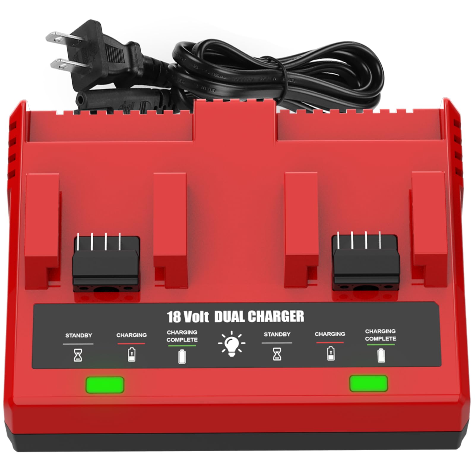 Photo 1 of Ahomtikk 18V Dual Port Charger Replacement for Mil-Waukee 18V Battery Charger 48-59-1802 Compatible with Mil-Waukee 18 Volt Battery 48-11-1850 48-11-1820 48-11-1860 48-11-1880 48-11-1865 Wall Mount