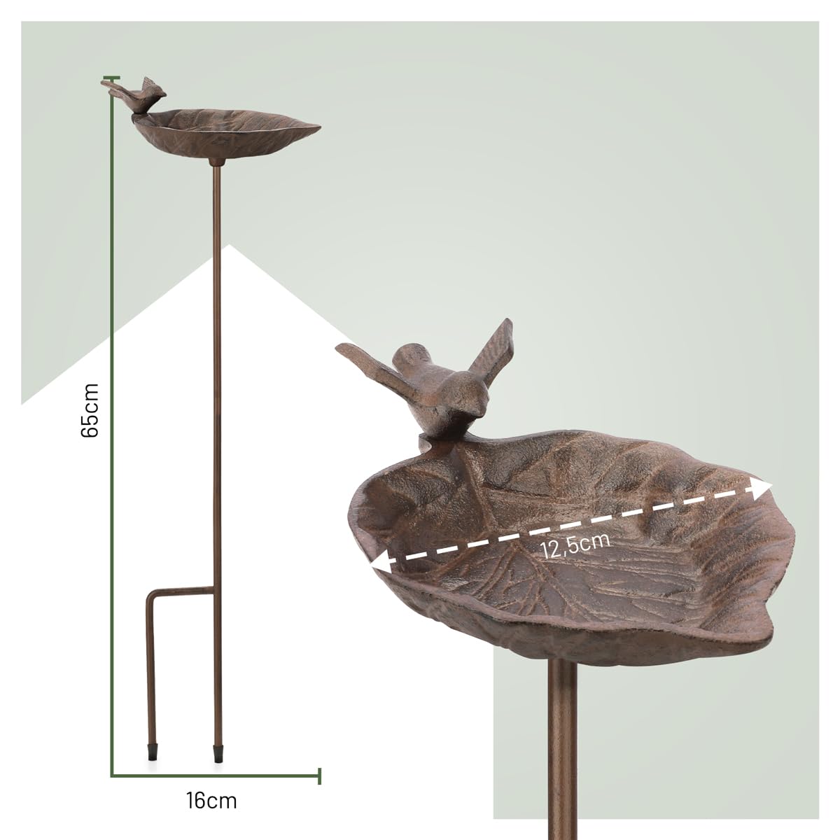 wildlife home Bain d'oiseaux debout sur piquet I Petit bain pour oiseaux sauvages Jardin Balcon Résistant au gel en fonte