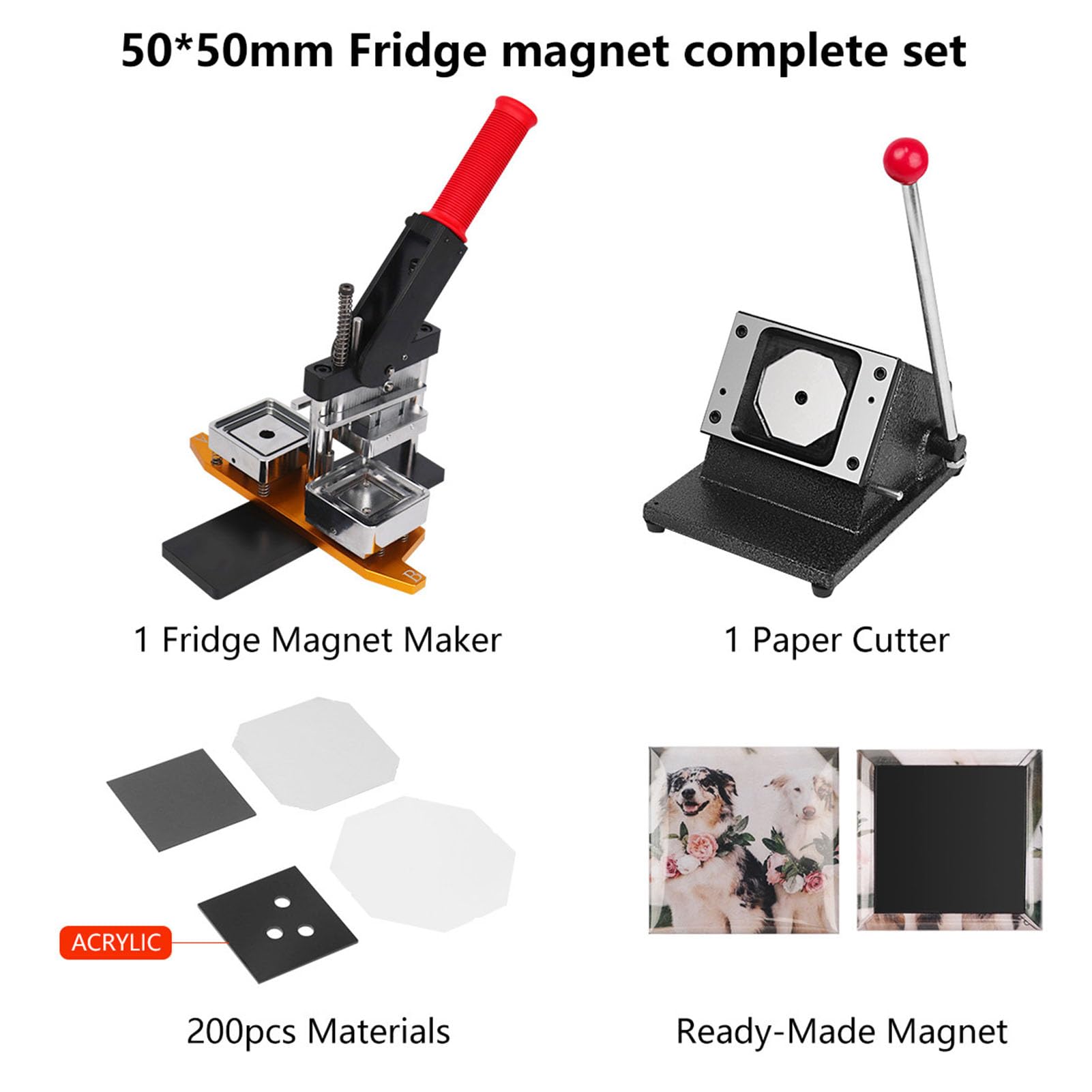 prasa magnetyczna na lodówkę i gilotyna do papieru 2x2 cale 50x50mm niestandardowe zdjęcie kwadratowa maszyna do robienia pinów