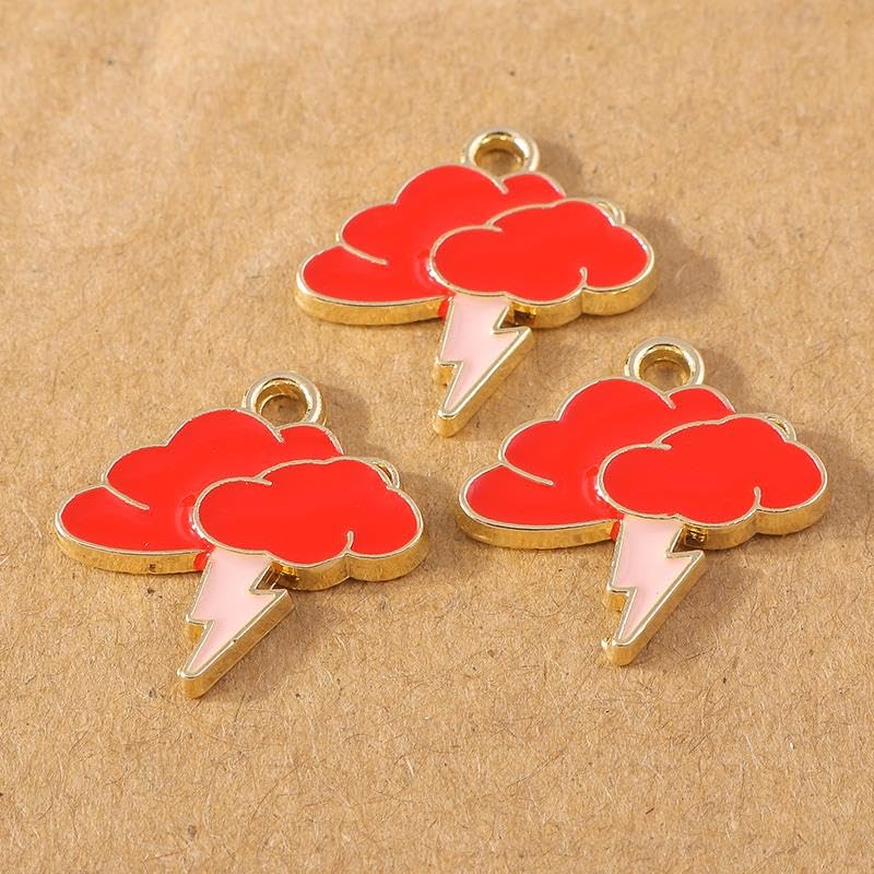 Ozdoby 10pcs urocze błyskawicy chmurki wisiorki do robienia naszyjnika DIY Bransoletka zaopatrzenia w rzeźbę