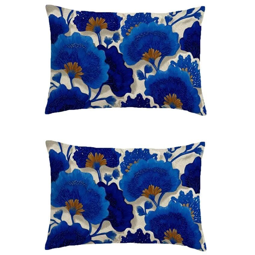 Housse de coussin 60x90cm en lin bleu marine, l'élégance double face pour votre déco