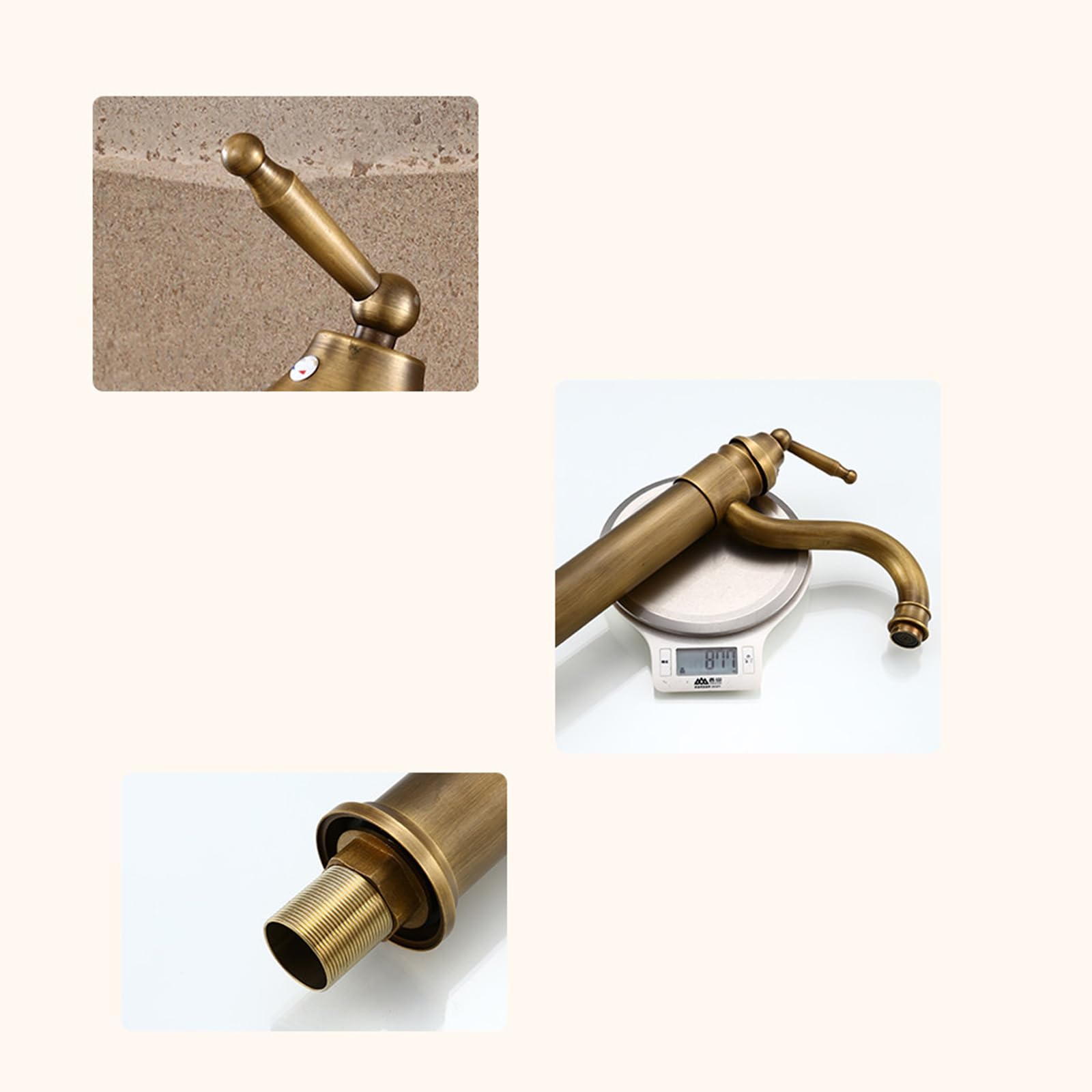 Grifo Exterior Jardin Vintage con Rotación De 360° Grifo para Patio Exterior Agua Fría Y Caliente Instalación De Encimera,32cm
