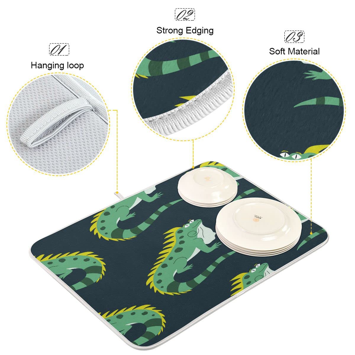 Cucina piatto asciugatura Mat Assorbente acqua Stoviglie Pad Protettivo Doppio lato Uso Piatti Rack Mat 45,7x61 cm Zucca su sfondo bianco