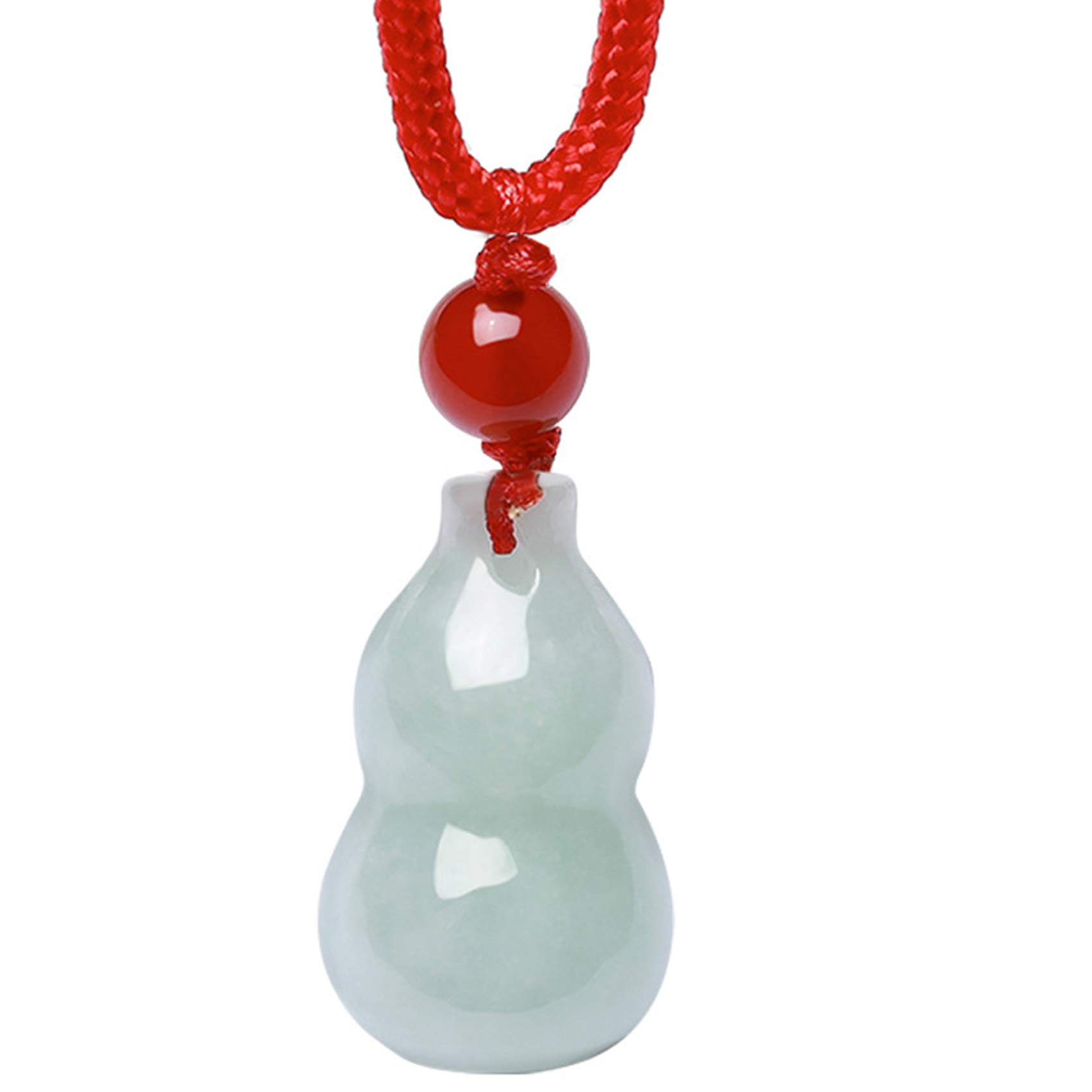 Naszyjnik, naszyjnik z wisiorkiem Feng Shui Naturalny Jadeit Tykwa Hulu Wu Lou Wisiorek Ręcznie Tkany Naszyjnik z Łańcuszkiem Amulet na Szczęście Odwaga i Bogactwo, Czerwona lina/545