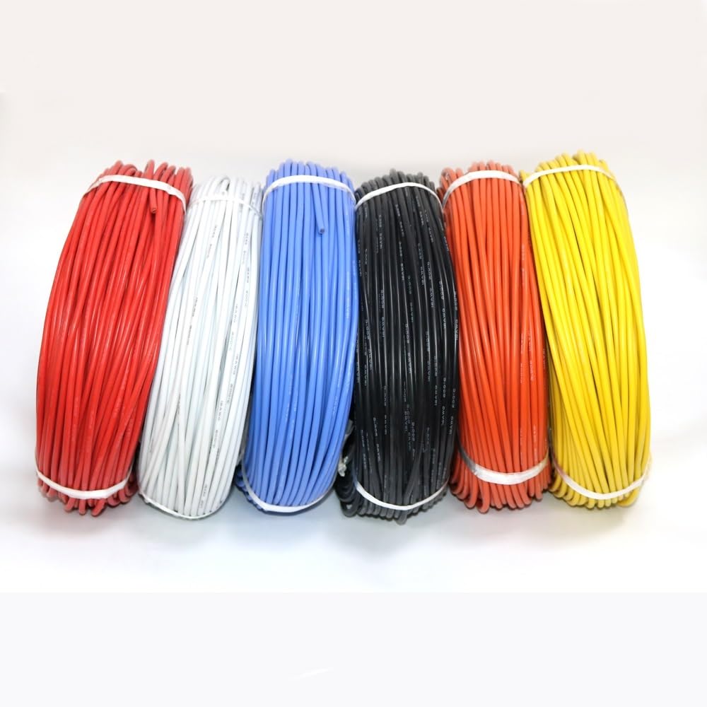 Cable eléctrico para Conexiones, Cable de Silicona for lámparas y Motores, Calibre AWG 12, 14 y 16, Multicolor, Varios tamaños.(Yellow,5Meter 12 AWG)