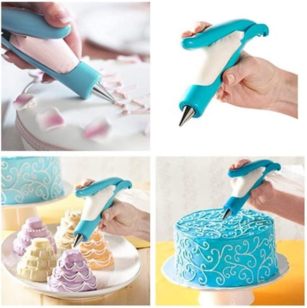 Miniatura 5 de Bolígrafo de decoración de tartas de pastelería, kit de herramientas de glaseado con 4 puntas de diferentes formas, 4 boquillas, bolsa decorativa, 2