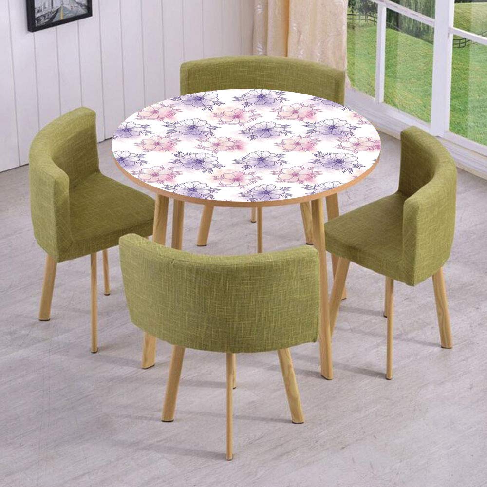 Round Table/Wall/Floor Decal Strikers/Removable/Artistic Hand Drawn Anemone Floral Pattern Serene Spring Meadow Theme Decorative/for Living Room/Kitchens/Office Decoration
