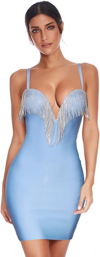Women's Diamond Tassel Deep V-Neck 
