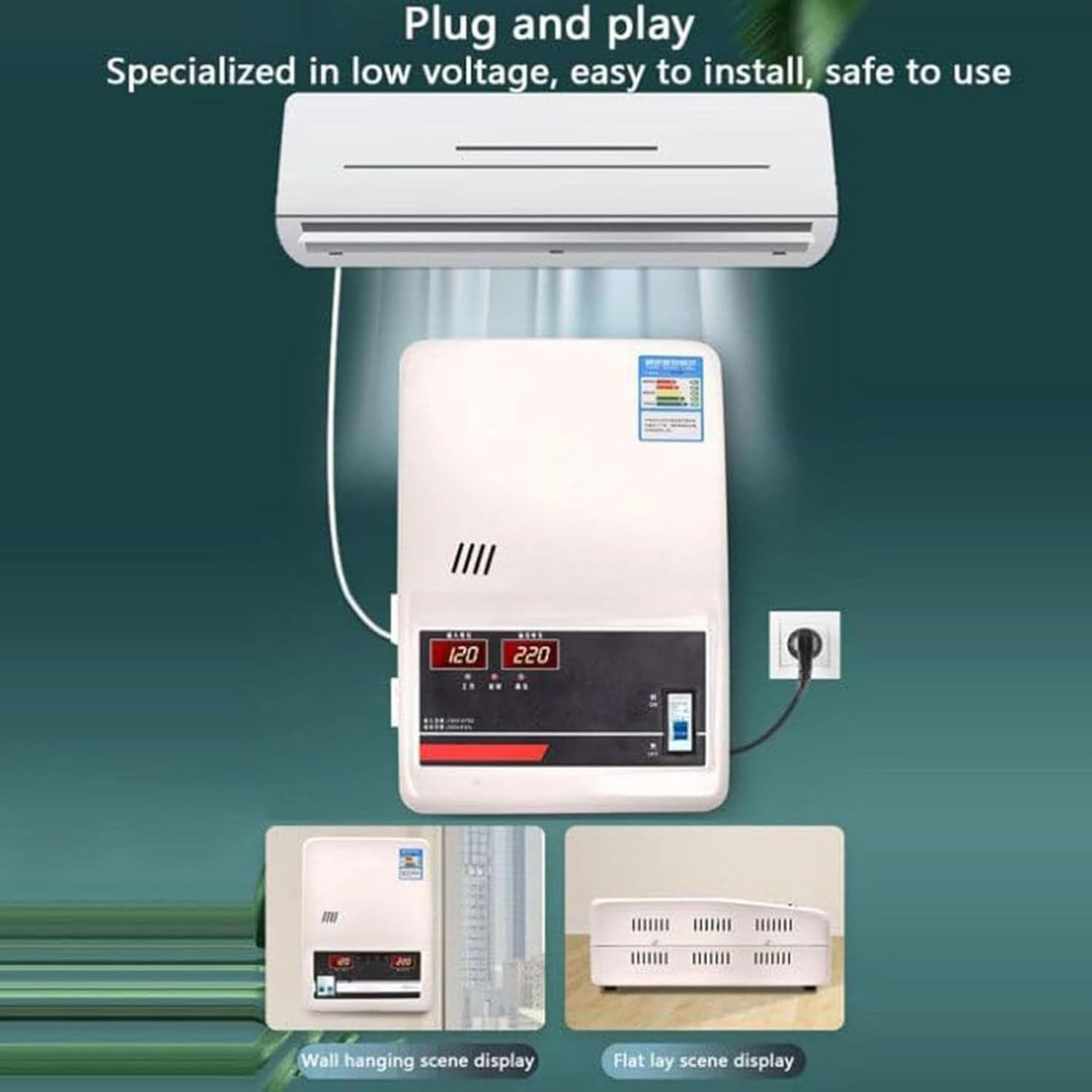 Automatischer Spannungsstabilisator 220V Hochleistungs-Wechselspannungsregler aus reinem Kupfer,digitales Dual-Display für Haushaltsgeräte,Niederspannungsstabilisator 6800W