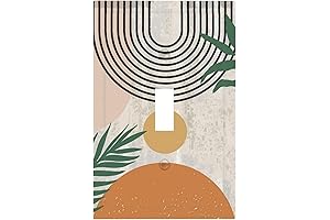 Light Switch Cover with Aesthetic Orange Abstract Mid Century Modern Design