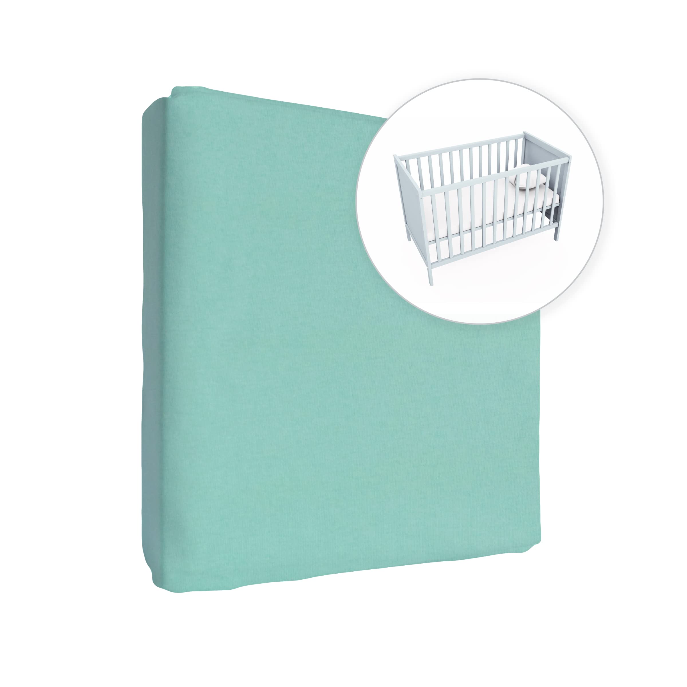 Jersey 100% Cotton Fitted Sheet for 90 x 55 cm Baby Bedside Crib Mattress (Cream) — view 24