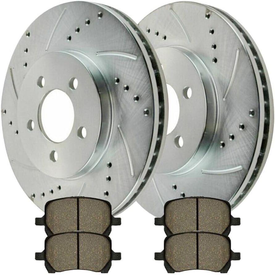 GGDZTMNB Brake Rotors & Pads Front for Chevy for HHR 2.2L/2.4L 2006-2011 Ceramic DrilledSlotted Vented