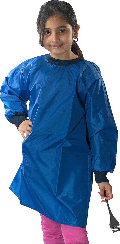 Kids School Protective Smock Apron Navy Blue 4-6 Years