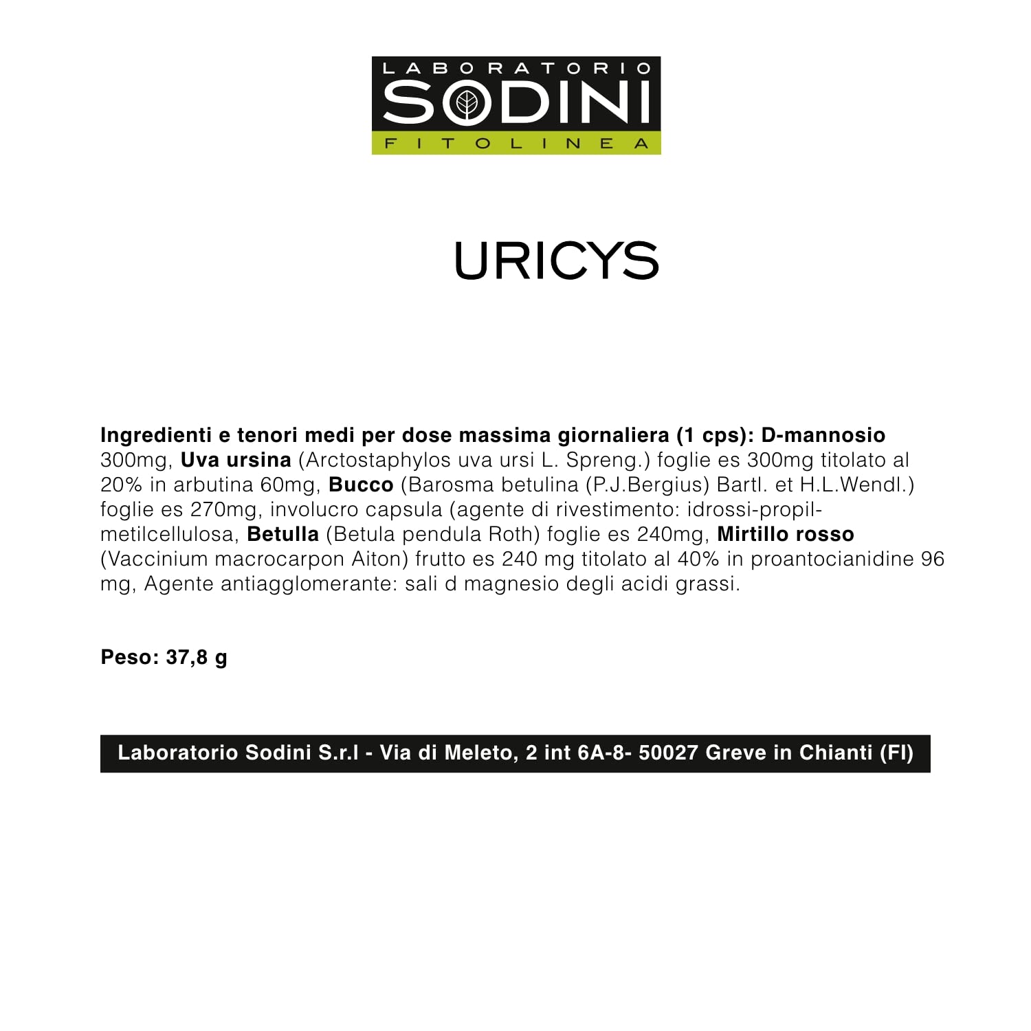 Uricys - Integratore Alimentare - con Uva Ursina, Bucco, Mirtillo Rosso e Betulla - per il Benessere delle Vie Urinarie - 70 Capsule