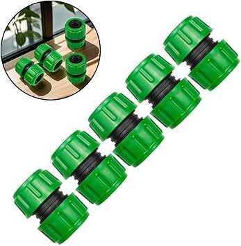 5 Pack Garden Hose Repair Connector Kit - Pipe Fitting & Coupler for Post-Cut Water Hose End Repair - for Lawn Watering, Balcony Gardening & Car Washing