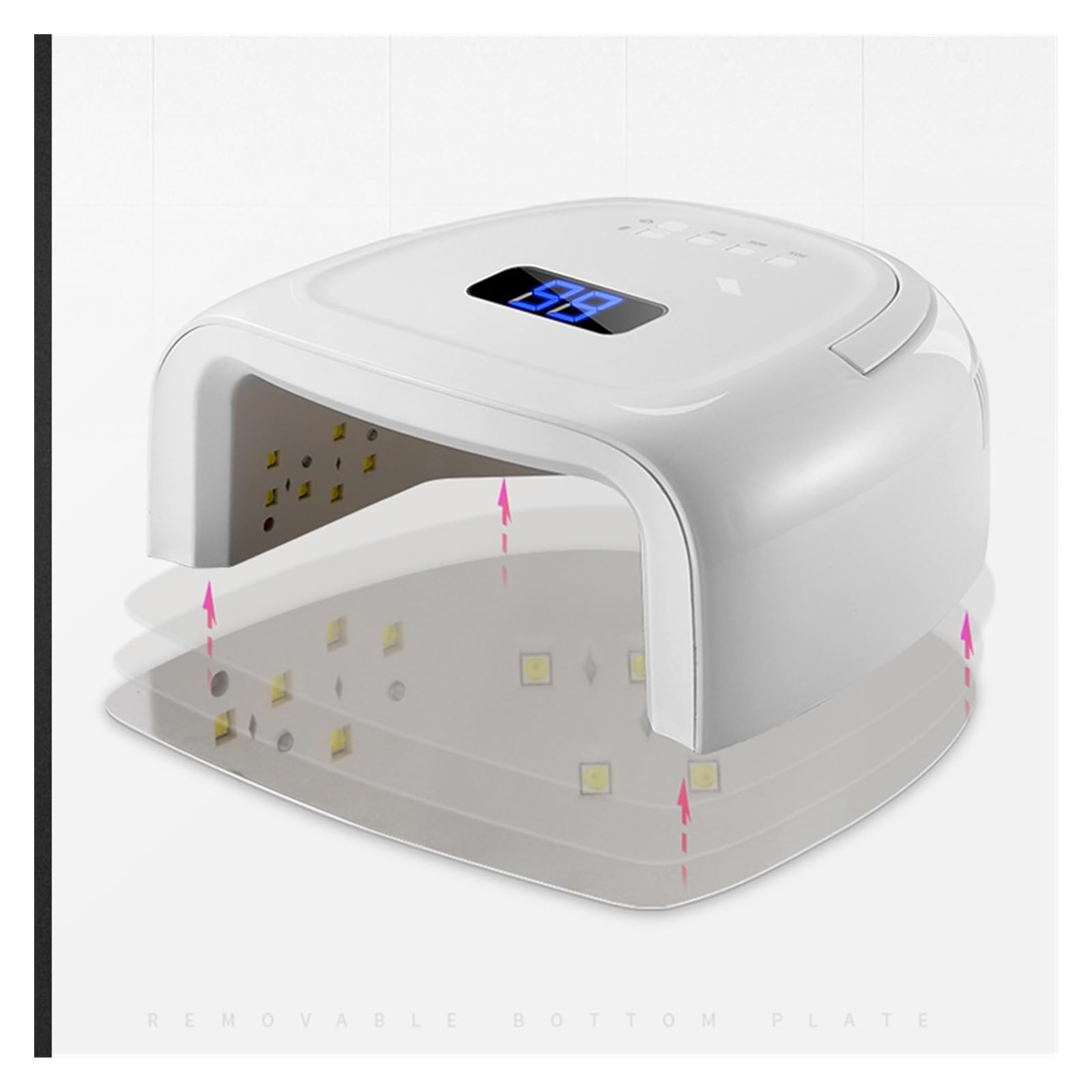 Lampa UV do Paznokci, Lampa LED UV do paznokci 60 W Lampa do ładowania paznokci S20 Bezprzewodowa suszarka do żelu Maszyna do manicure Pedicure Światło Bezprzewodowa lampa UV LED do paznokci 15600 mAh